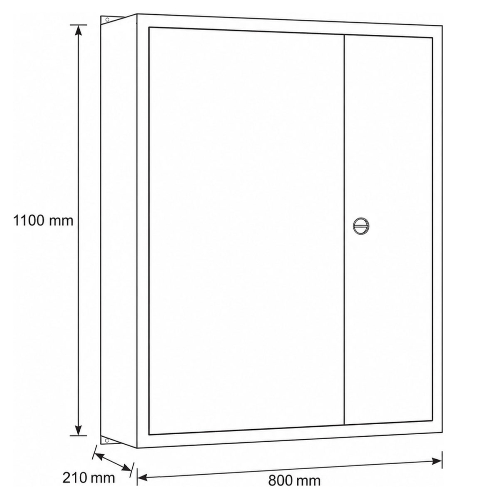 Schiegl Zählerschrank 3.HZ 1 Zähler, 2 Verteiler, APZ, 1100mm (Maße)